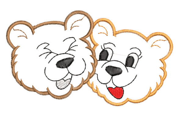 Cute Bear Faces Embroidery for Holiday Crafts