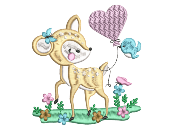 Cute Deer Heart Balloon Embroidery: A Whimsical Touch for Personalized Gifts