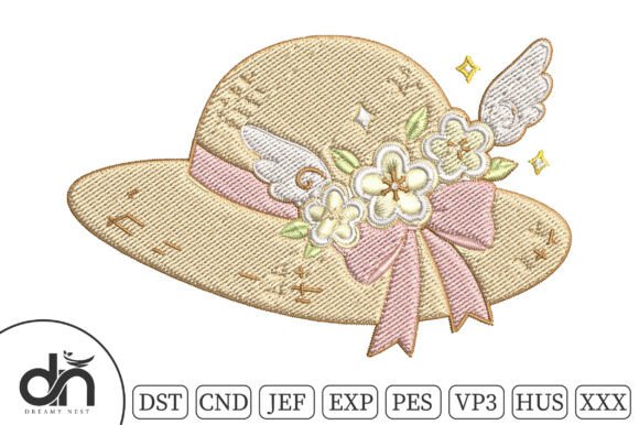 Fairy Floral Winged Hat Embroidery Art