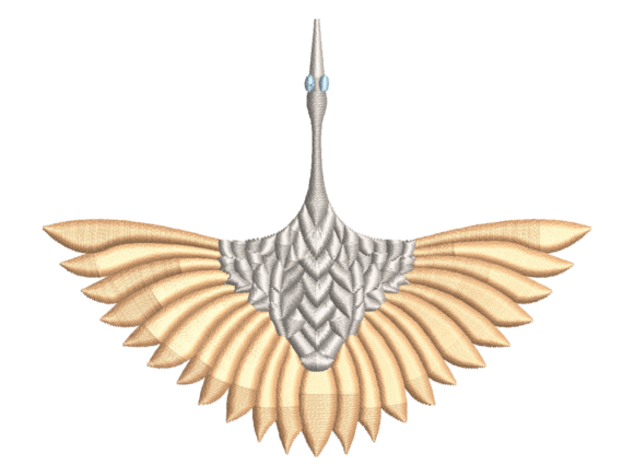 Flying Crane Bird Embroidery Design
